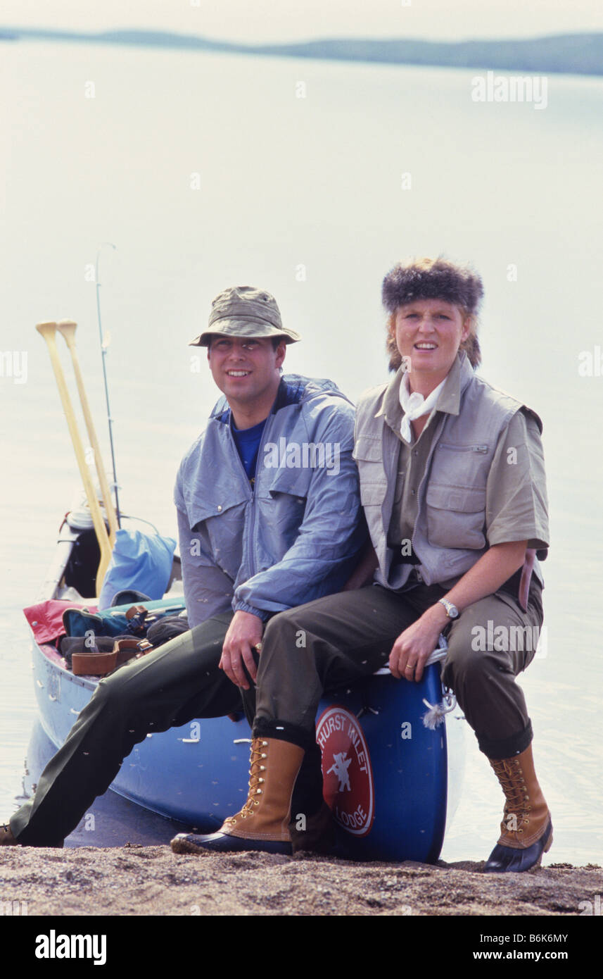 Duke and Duchess of York, Canoe trip in Canada Stock Photo