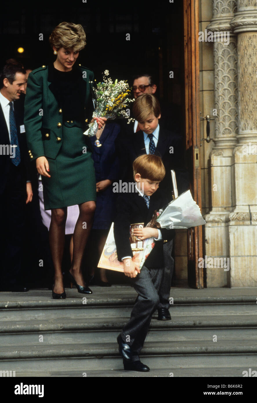 Princess Diana Princes Hary and William Visit to the dinosaur exhibition Natural history Museum London Stock Photo