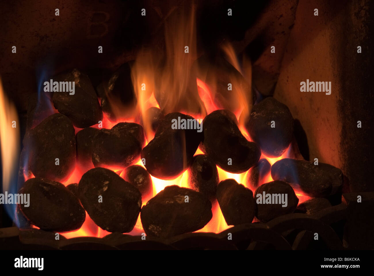 A gas coal effect fire burning Stock Photo Alamy