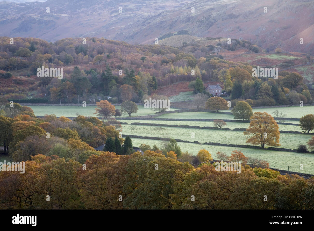 The autumn landscape of Eskdale from Hollinghead Bank Cumbria Stock Photo