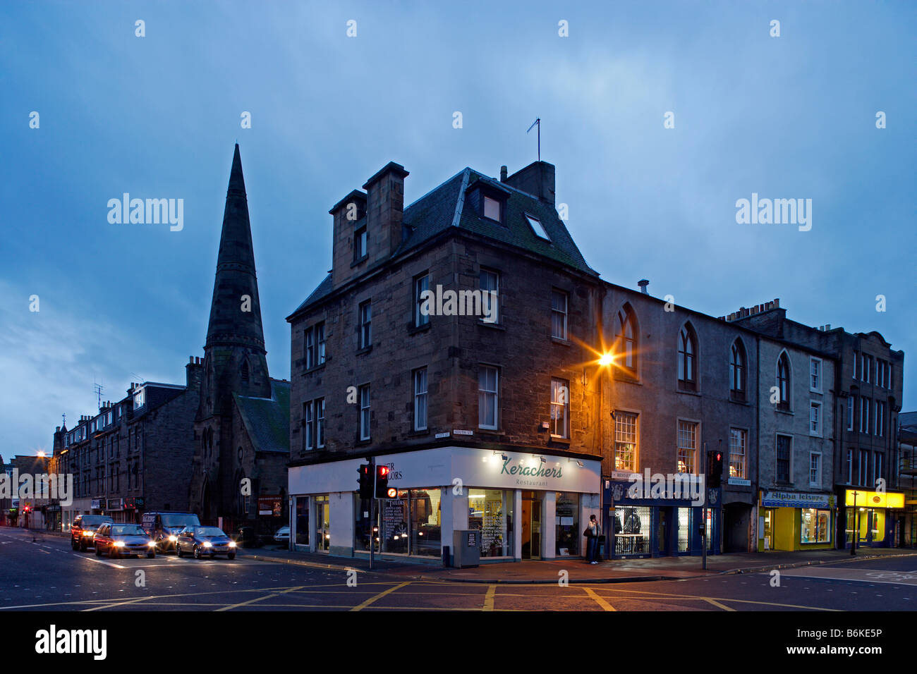 Perth High Street town center typical buildings Perthshire Scotland UK Stock Photo