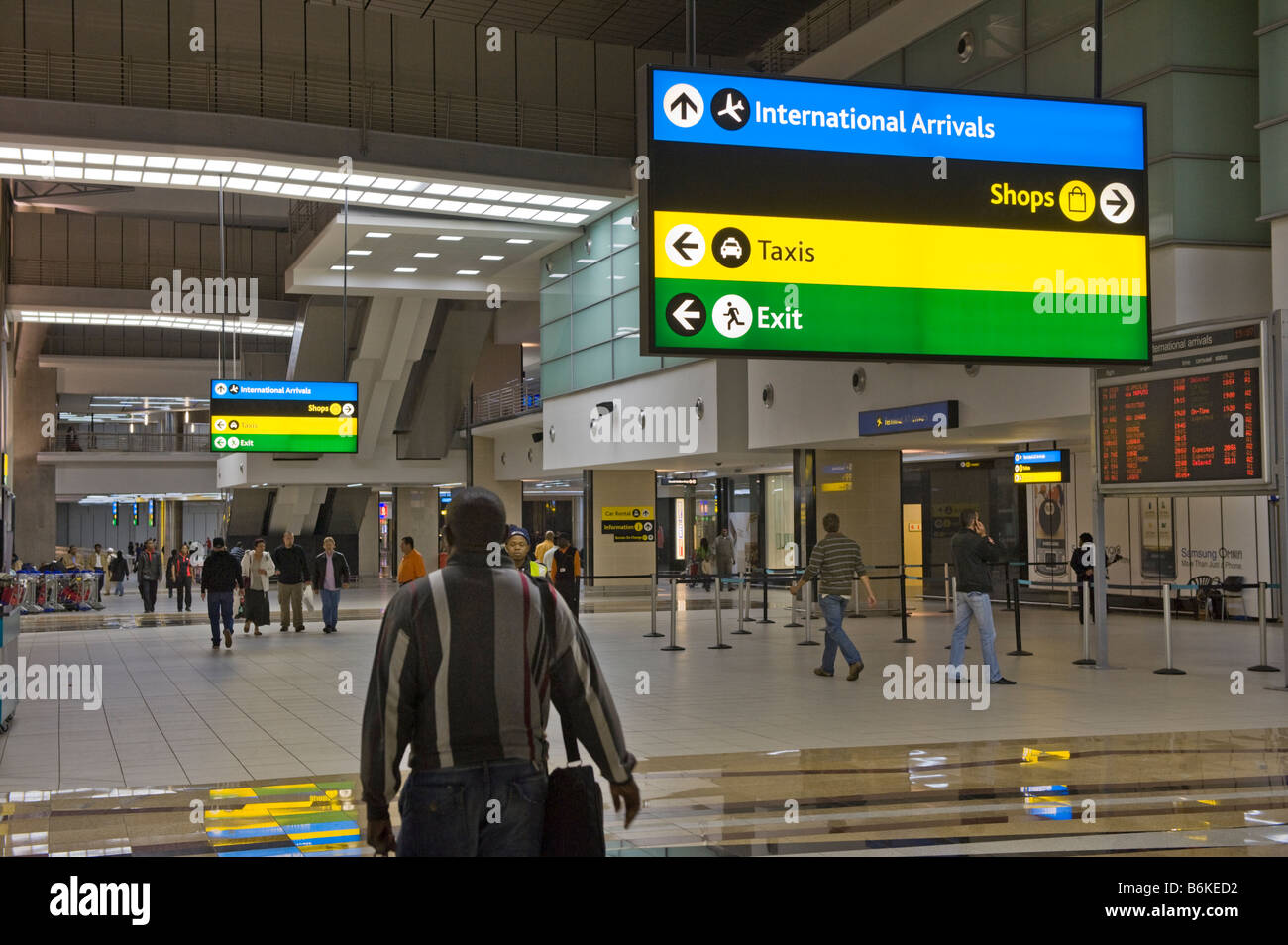 International Airport Jo-burg Johannesburg JNB south-Afrika south africa signboard desk sign board arrival departure board TERMI Stock Photo