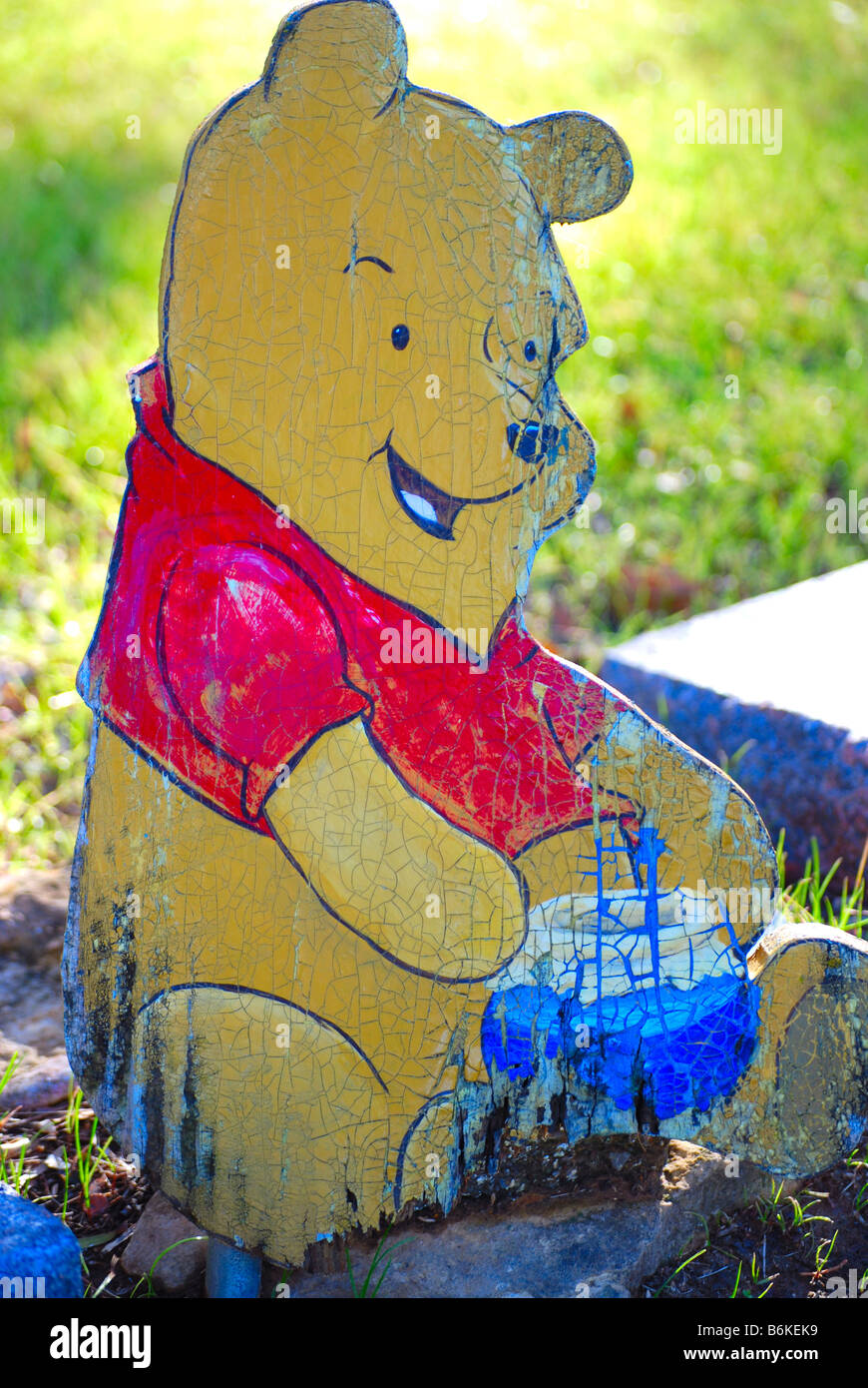 Wooden figure of Winnie-the-Pooh Stock Photo