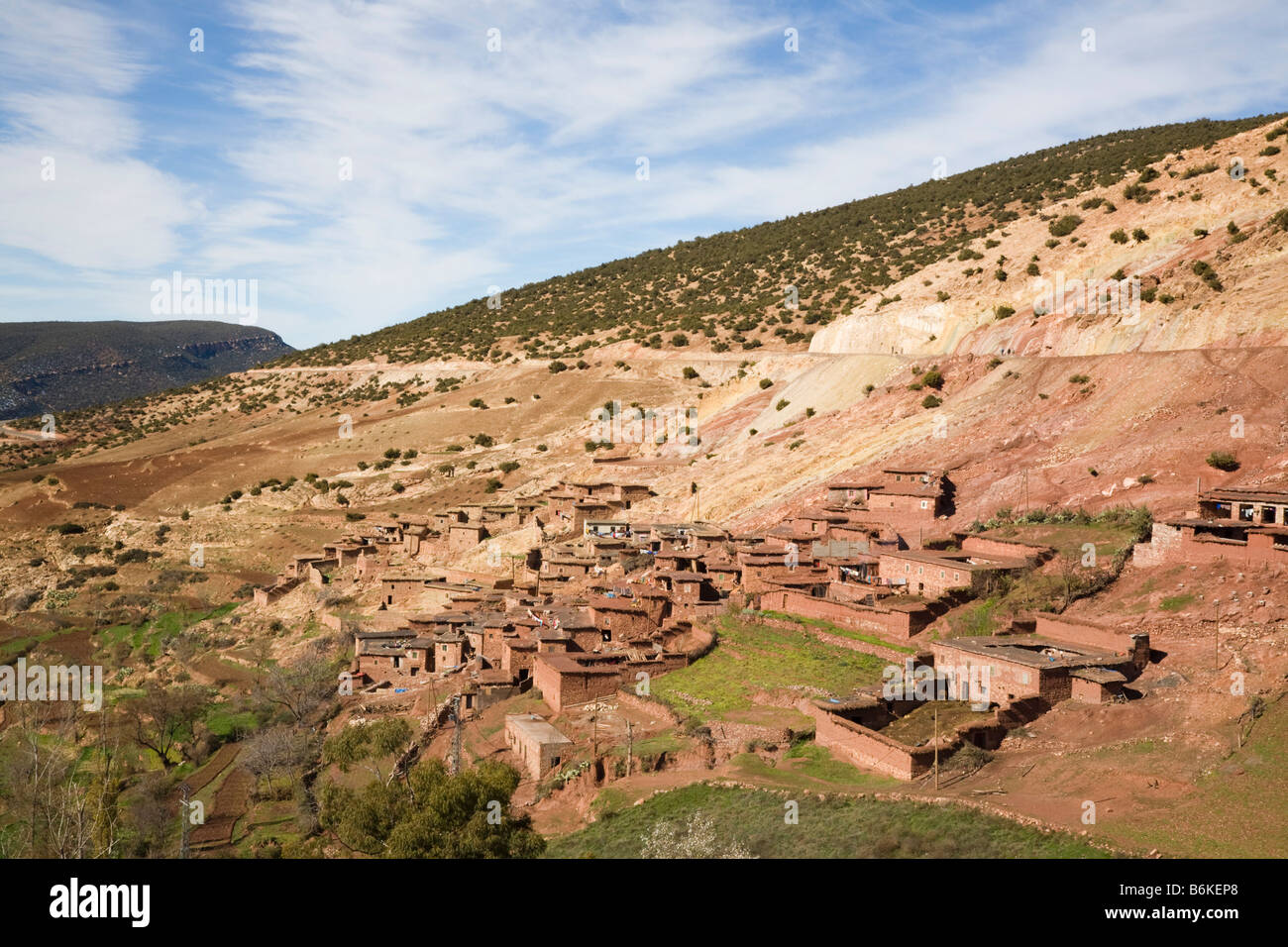 Asni Valley Morocco Rural landscape with traditional Berber mountain