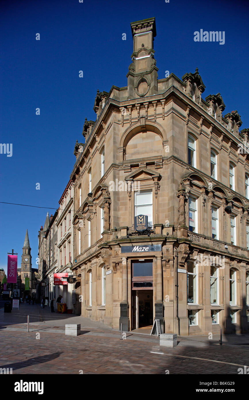 Stirling King street town center typical buildings Scotland