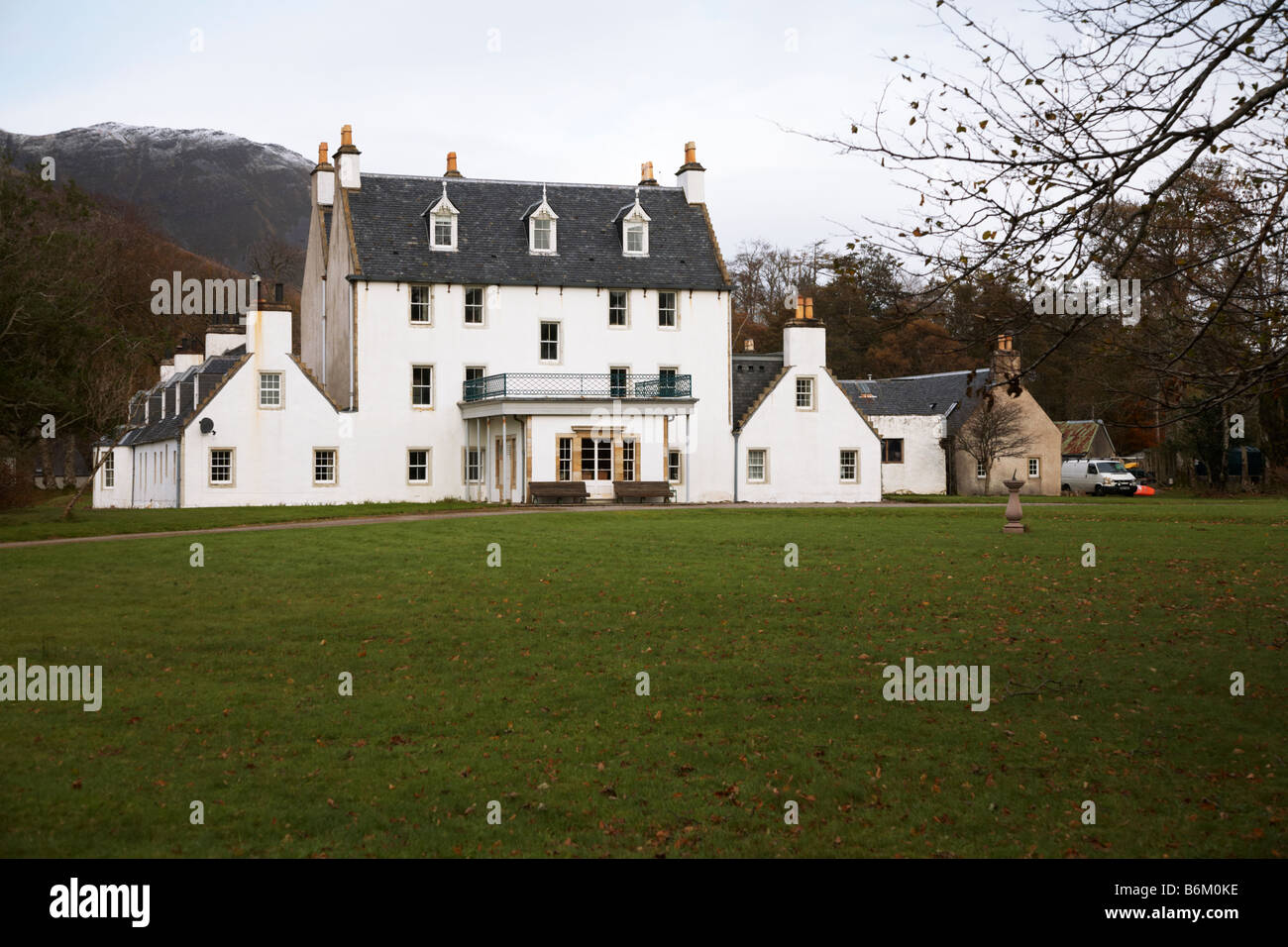 White painted and imposing, Applecross House stands at the mouth of