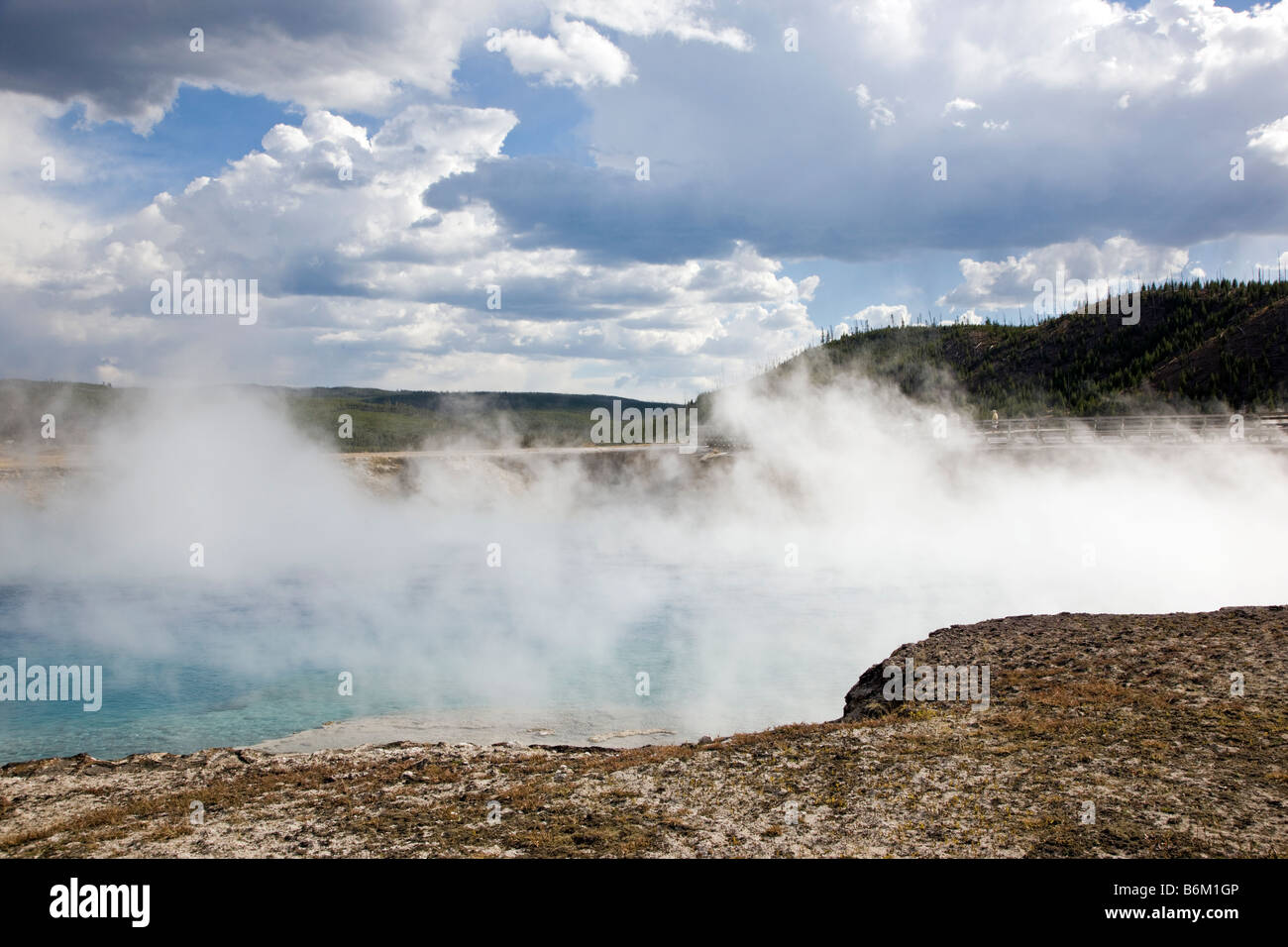 Excelsior Geyser Crater, Grand Prismatic Spring, Midway Geyser Basin, Yellowstone National Park, Wyoming, USA Stock Photo