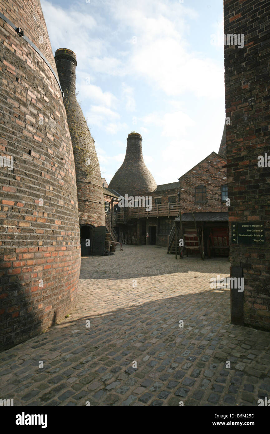 A view of the Gladstone Pottery Museum in Longton Stoke-on-Trent Staffs showing the bottle ovens or kilns Stock Photo
