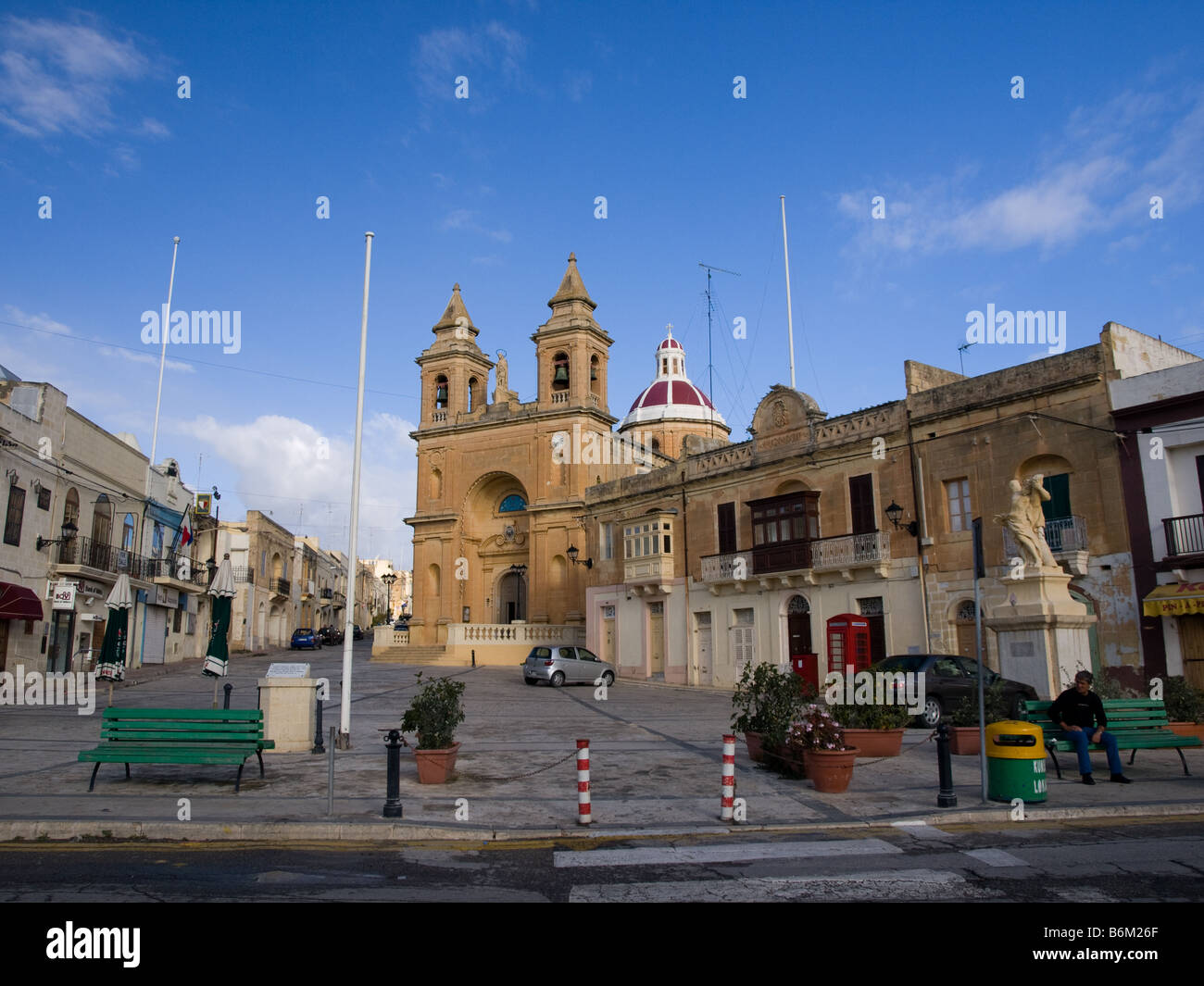 The main town square of Marsaxlokk, Malta. Stock Photo