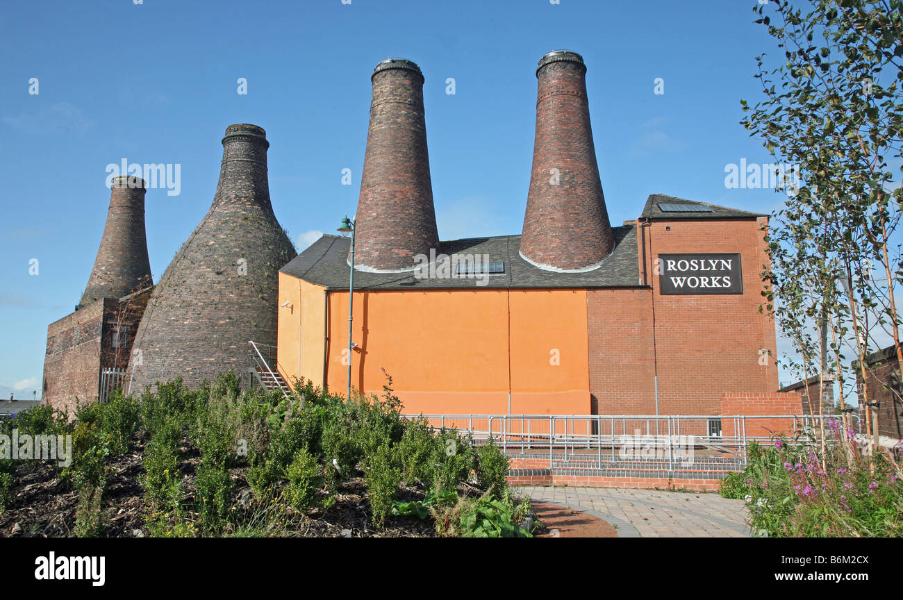 A view of the Gladstone Pottery Museum in Longton Stoke-on-Trent Staffs showing the bottle ovens or kilns Stock Photo