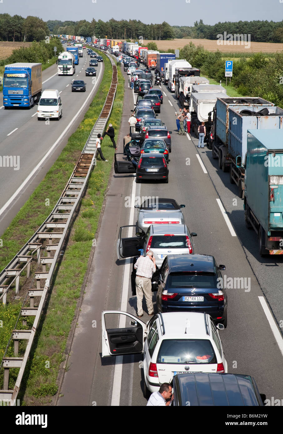Traffic jam at dead stop on autobahn Germany Stock Photo Alamy