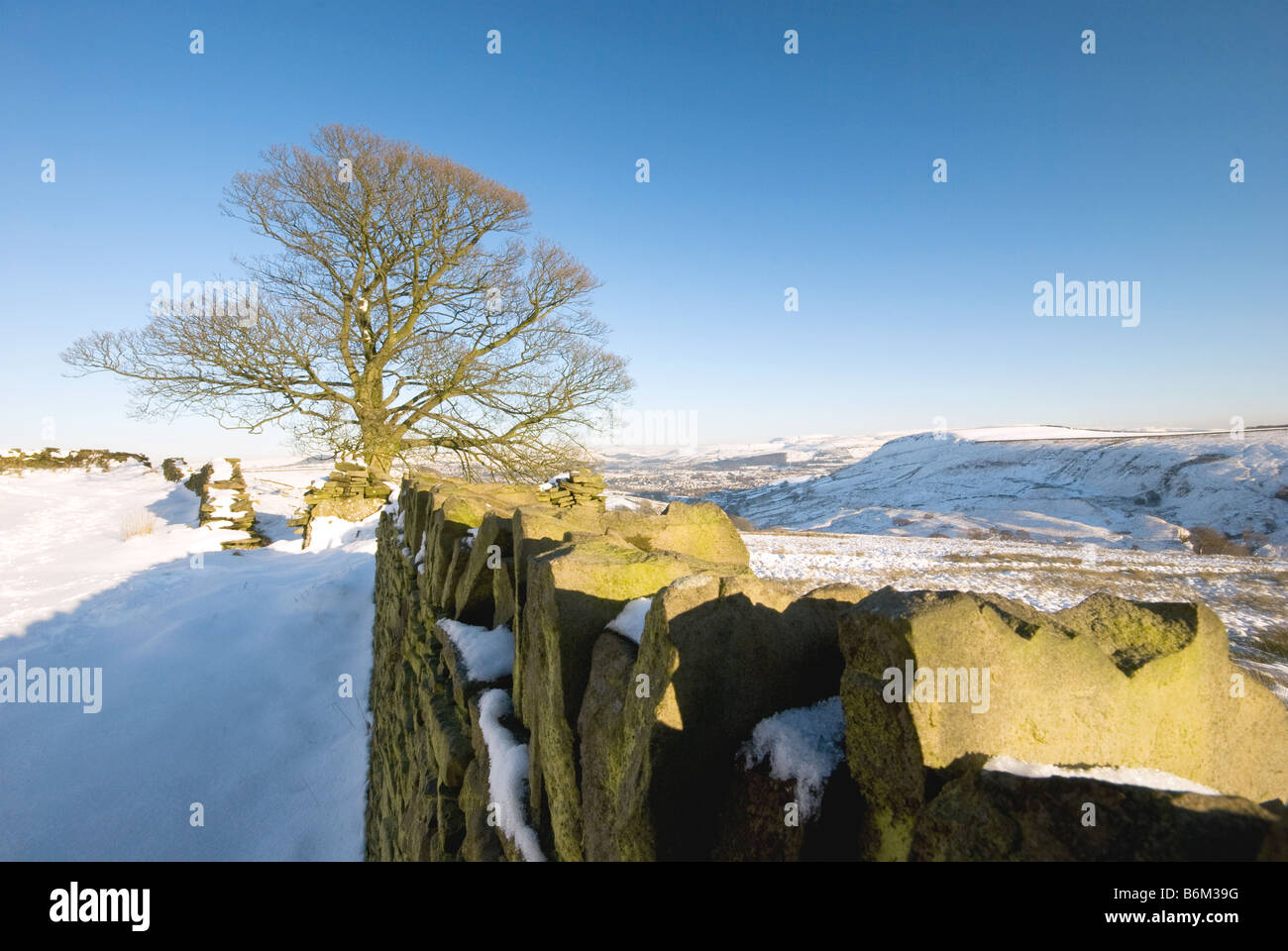 Winter Snowscene on Lancashire Moorland Stock Photo