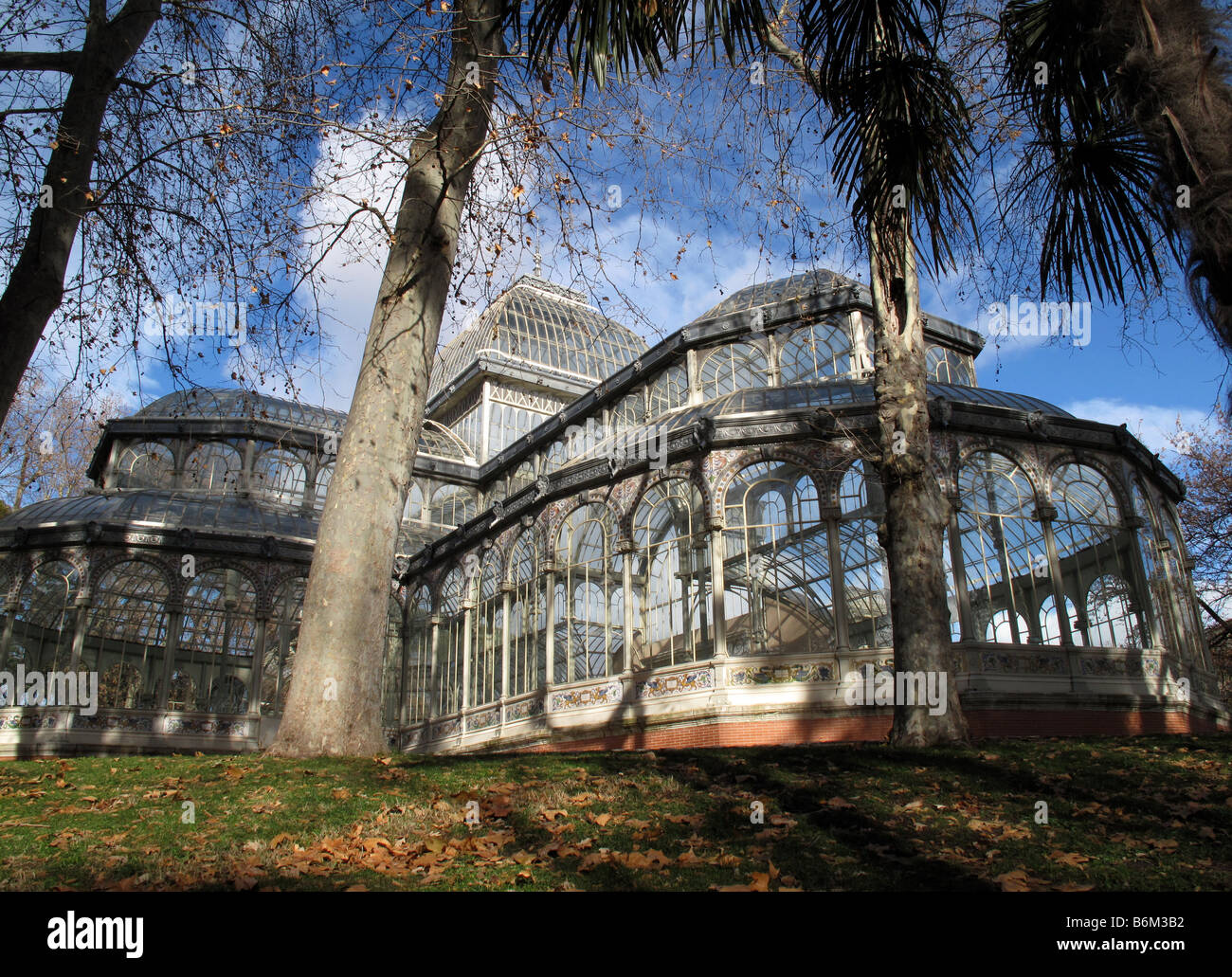Crystal Palace - Glass Pavilion in Retiro Park MADRID Spain Stock Photo