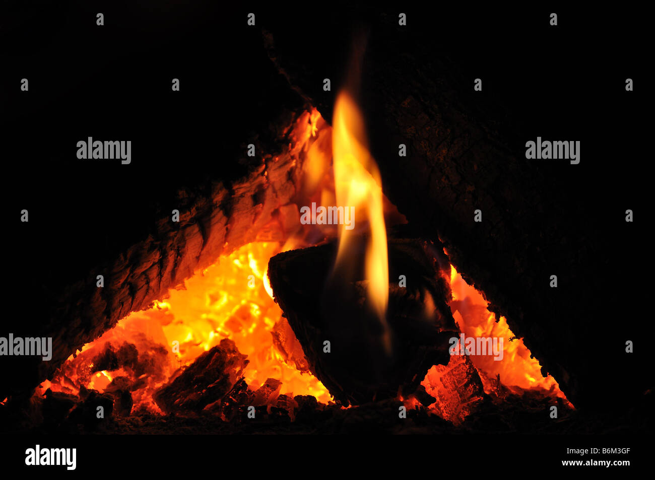 Fire in the Fireplace Stock Photo - Alamy