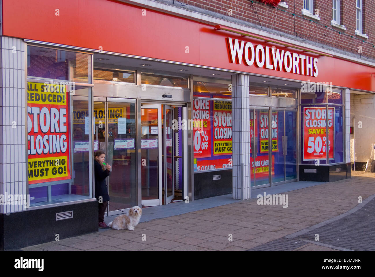 Woolworths shop store in Beccles,Suffolk,Uk  in December 2008 just before it finally closes Stock Photo