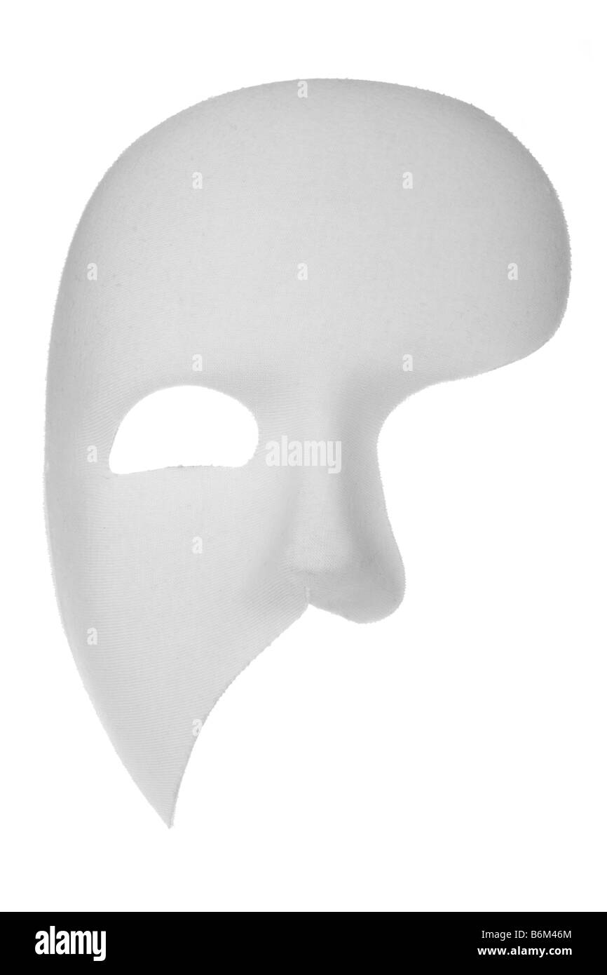 Off white phantom of the opera half face mask isolated on white background  Stock Photo - Alamy