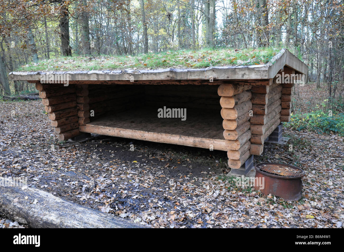 Danish shelter Project), Fineshade Wood, Northants, UK. The