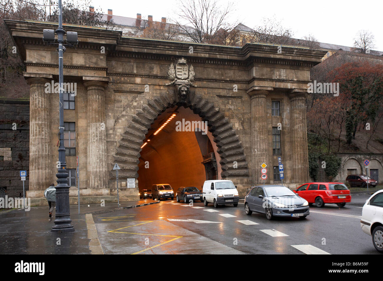 Budapest entrance to the Alagut tunnel through castle hill Hungary Stock Photo