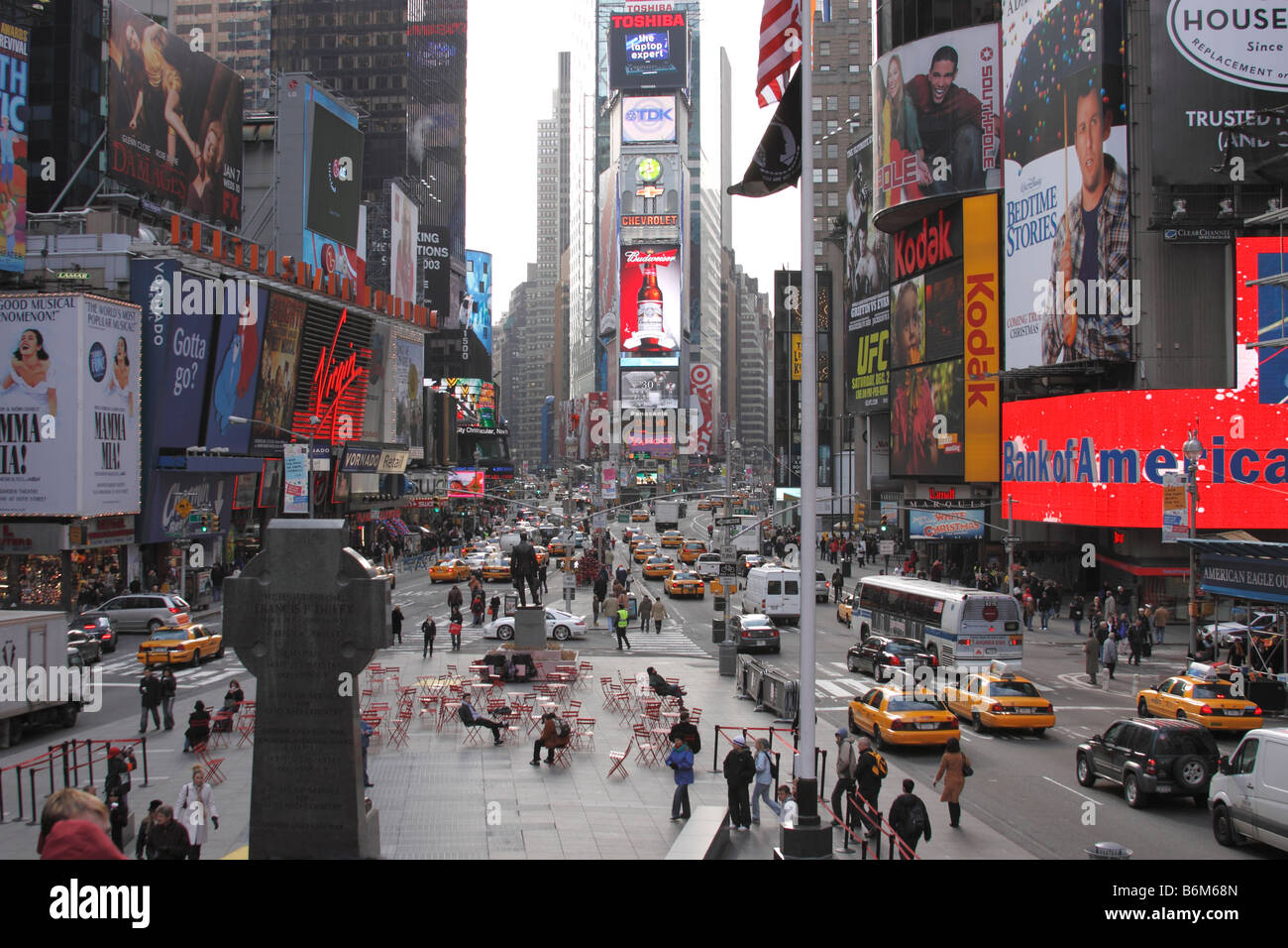 World famous Times Square, looking south from 47th st, Manhattan, New York City, USA Stock Photo