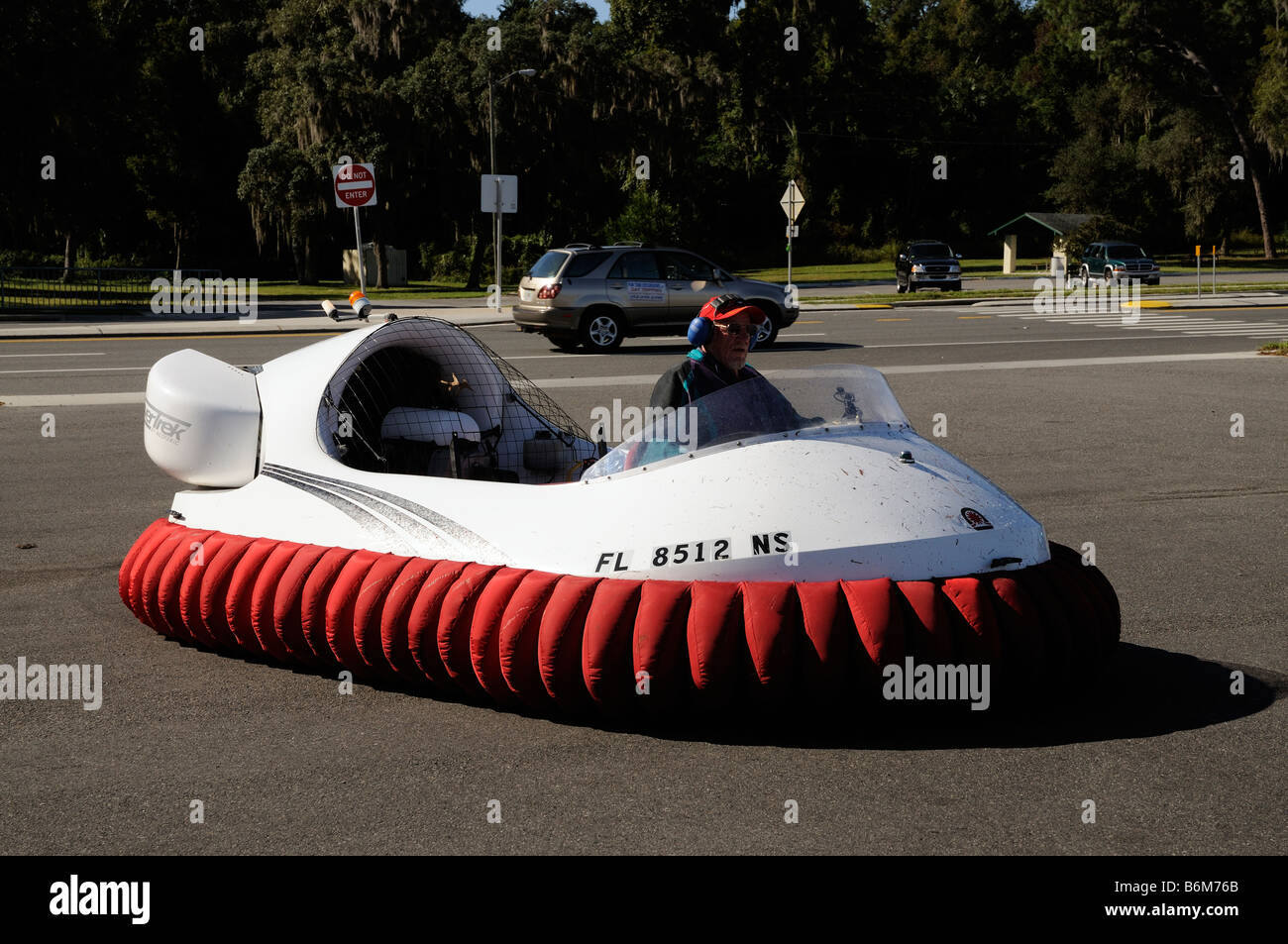 Personnel hovercraft and pilot seen in Inverness city Florida USA Stock Photo