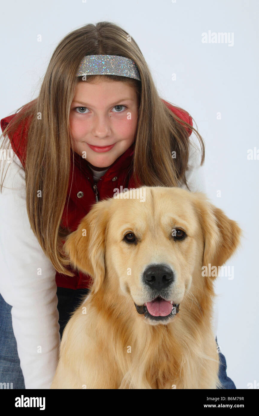 Girl with Golden Retriever Stock Photo Alamy