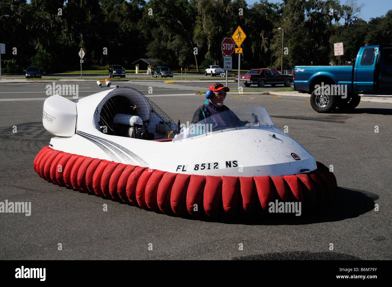 Personnel hovercraft and pilot seen in Inverness city Florida USA Stock Photo