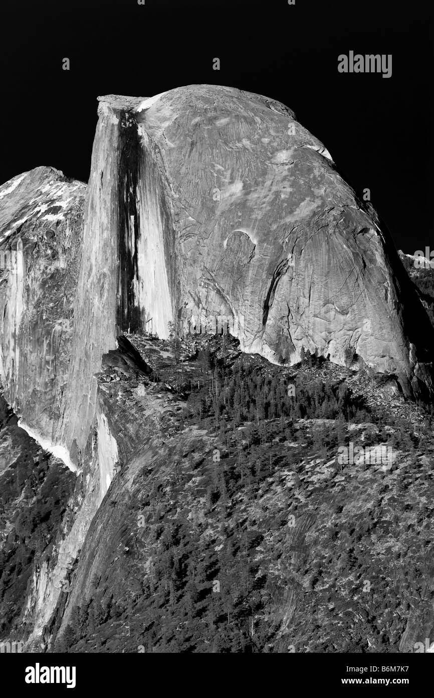 Half Dome in black and white creative picture with black sky Stock ...