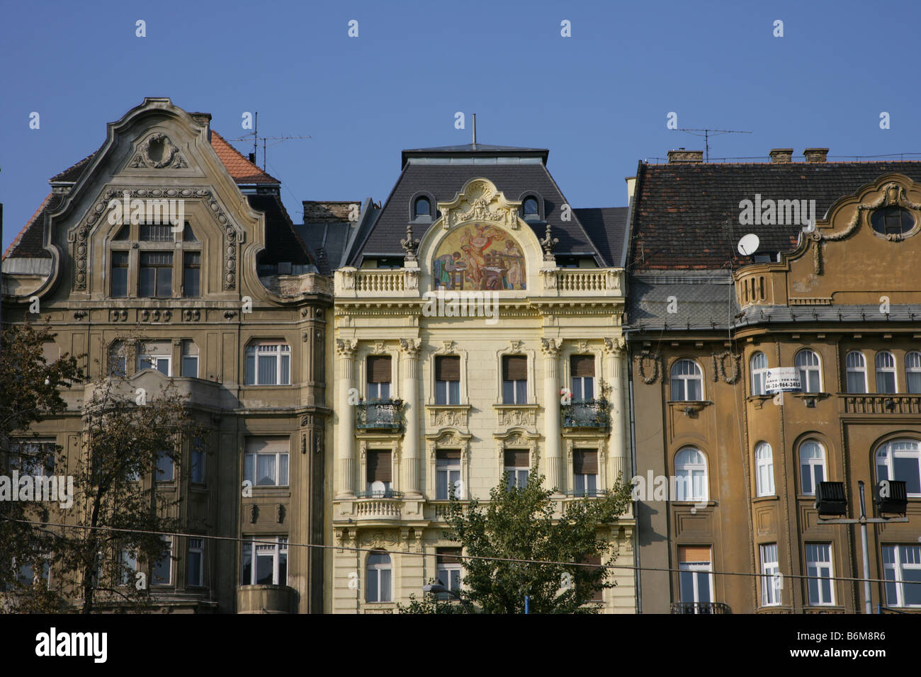 19th century architecture in Pest Budapest Stock Photo