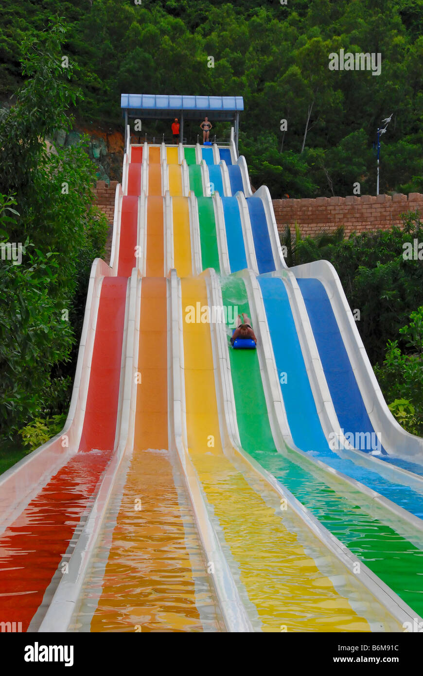 Water slide, Vin Pearl Amusement Park, Nha Trang Vietnam Stock Photo