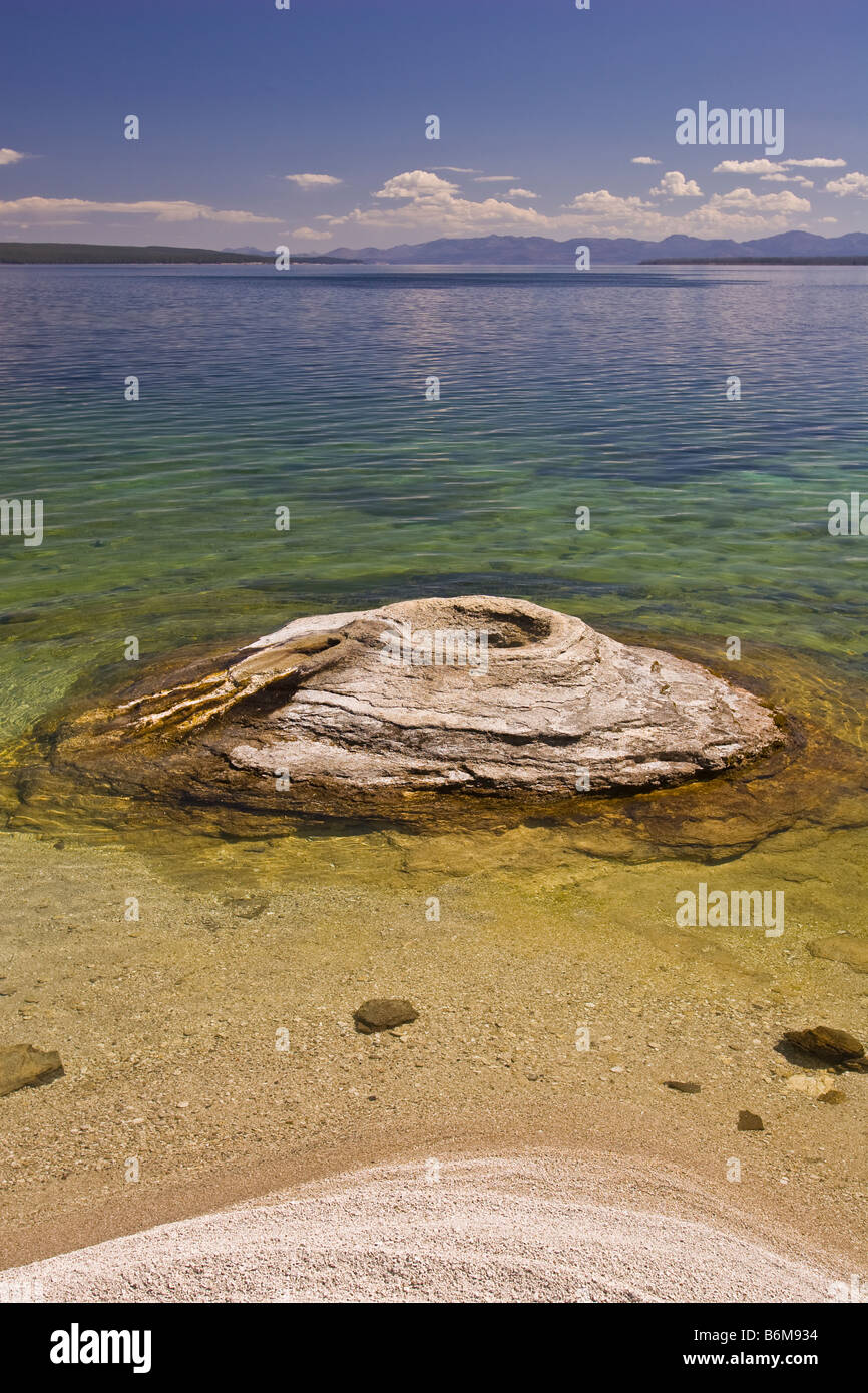 YELLOWSTONE NATIONAL PARK, WYOMING, USA Fishing Cone, in the West Thumb Geyser Basin, on the shore of Lake Yellowstone Stock Photo