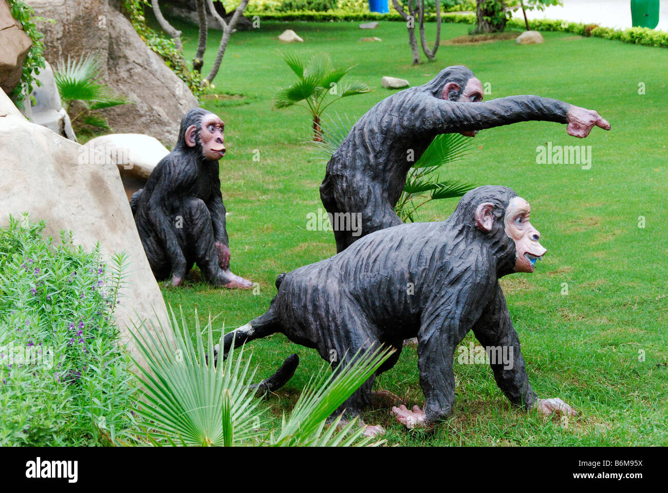 Monkeys, Vin Pearl Amusement Park, Nha Trang, Vietnam Stock Photo