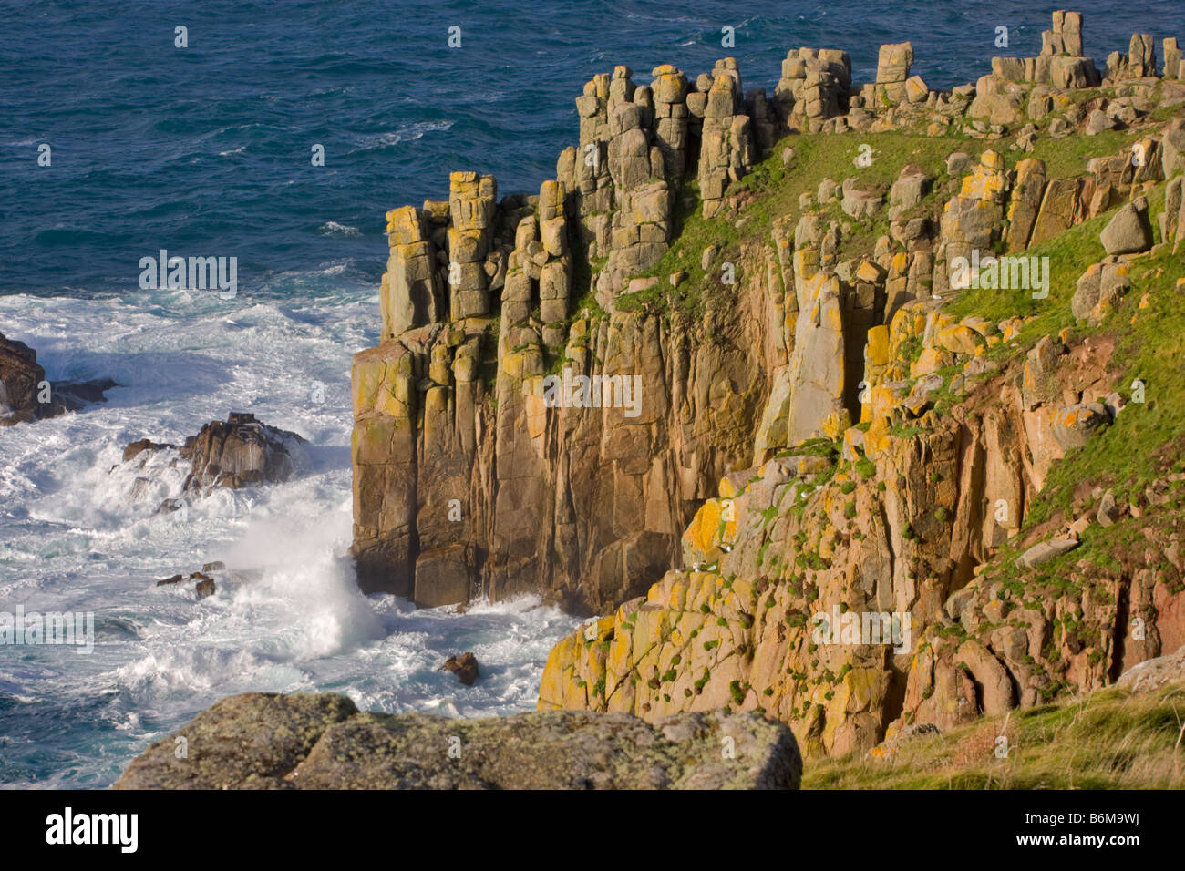 Rocky cliffs at Lands End Cornwall Stock Photo Alamy