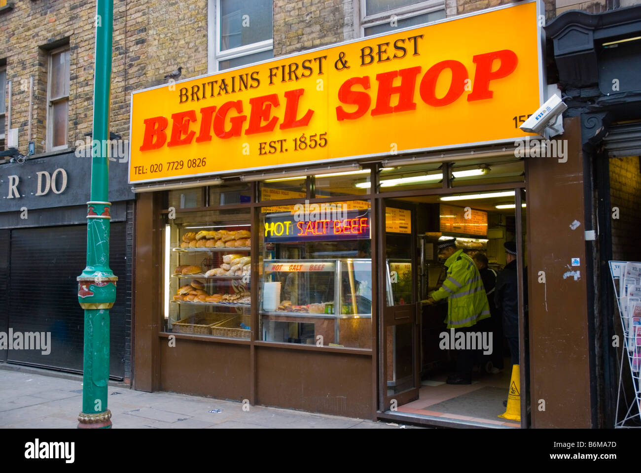 Beigel Shop selling bagels and other snacks in Brick Lane in East London England UK Stock Photo