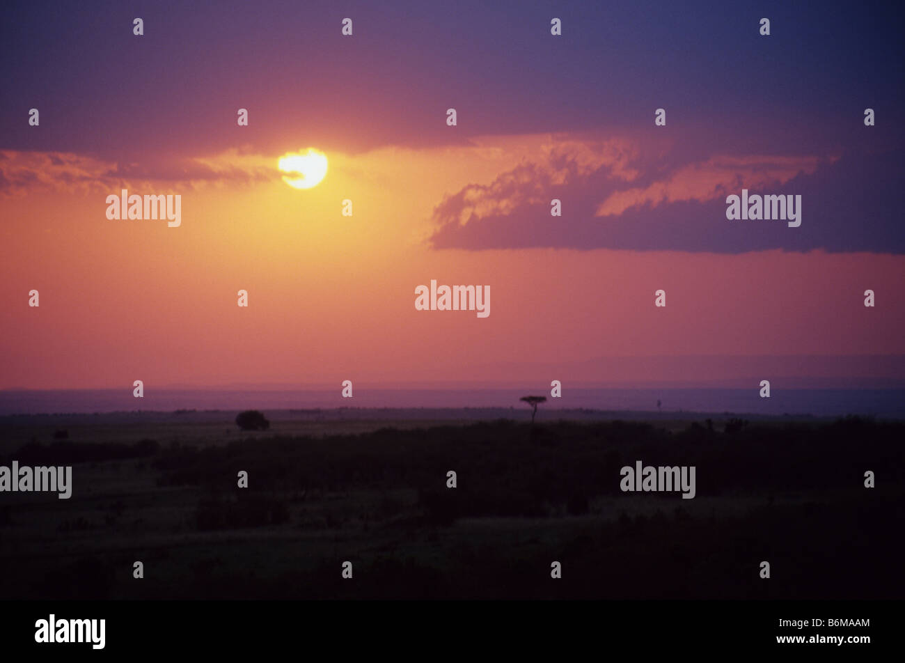 Sunset over the Masai Mara, Kenya Stock Photo - Alamy