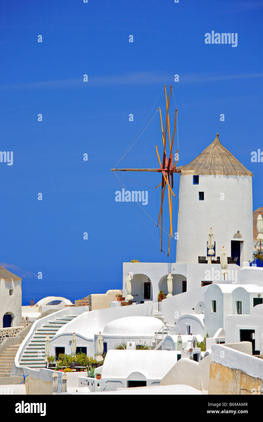 Windmill on Santorini island Stock Photo