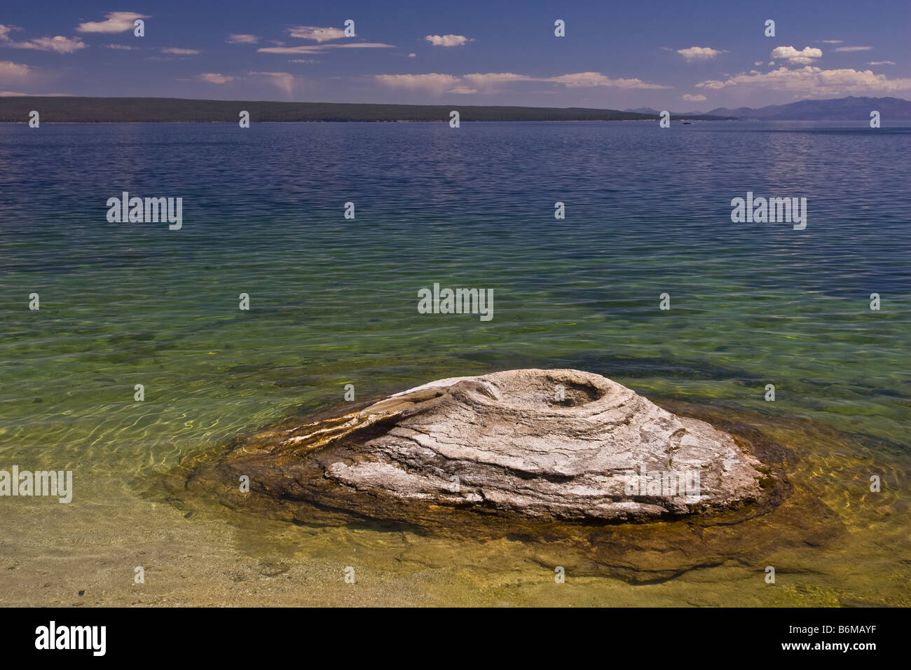 YELLOWSTONE NATIONAL PARK, WYOMING, USA - Fishing Cone, in the West Thumb Geyser Basin, on the shore of Lake Yellowstone Stock Photo