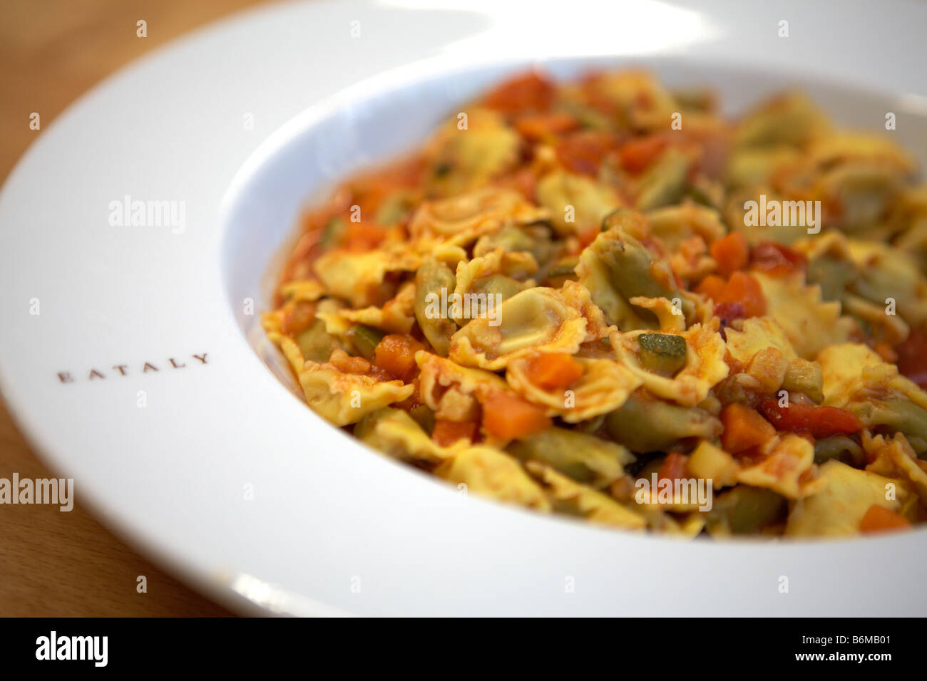 Plate of pasta. Eataly® (slow food store). Turin, Italy Stock Photo