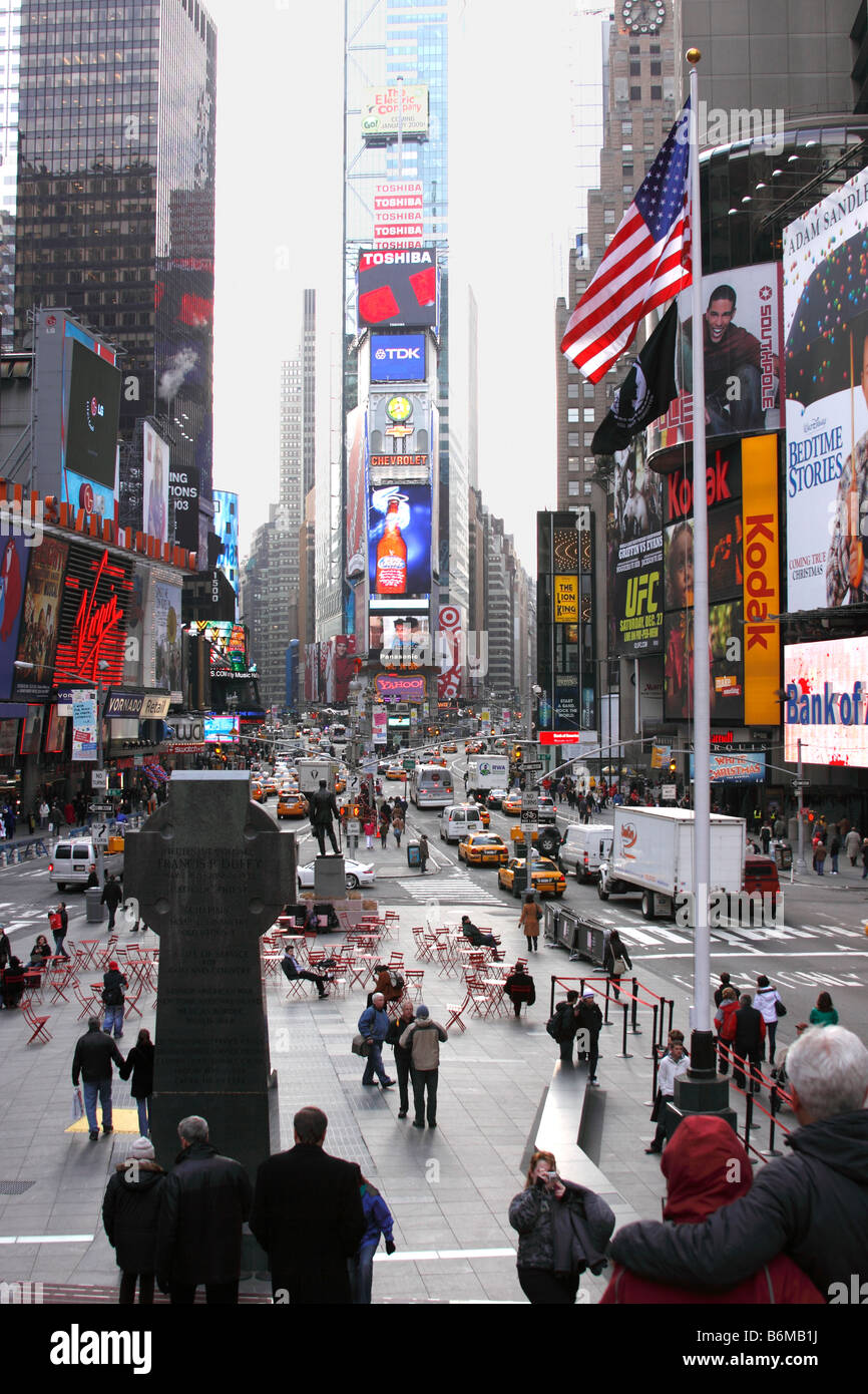 World famous Times Square, looking south from 47th st, Manhattan, New York City, USA Stock Photo