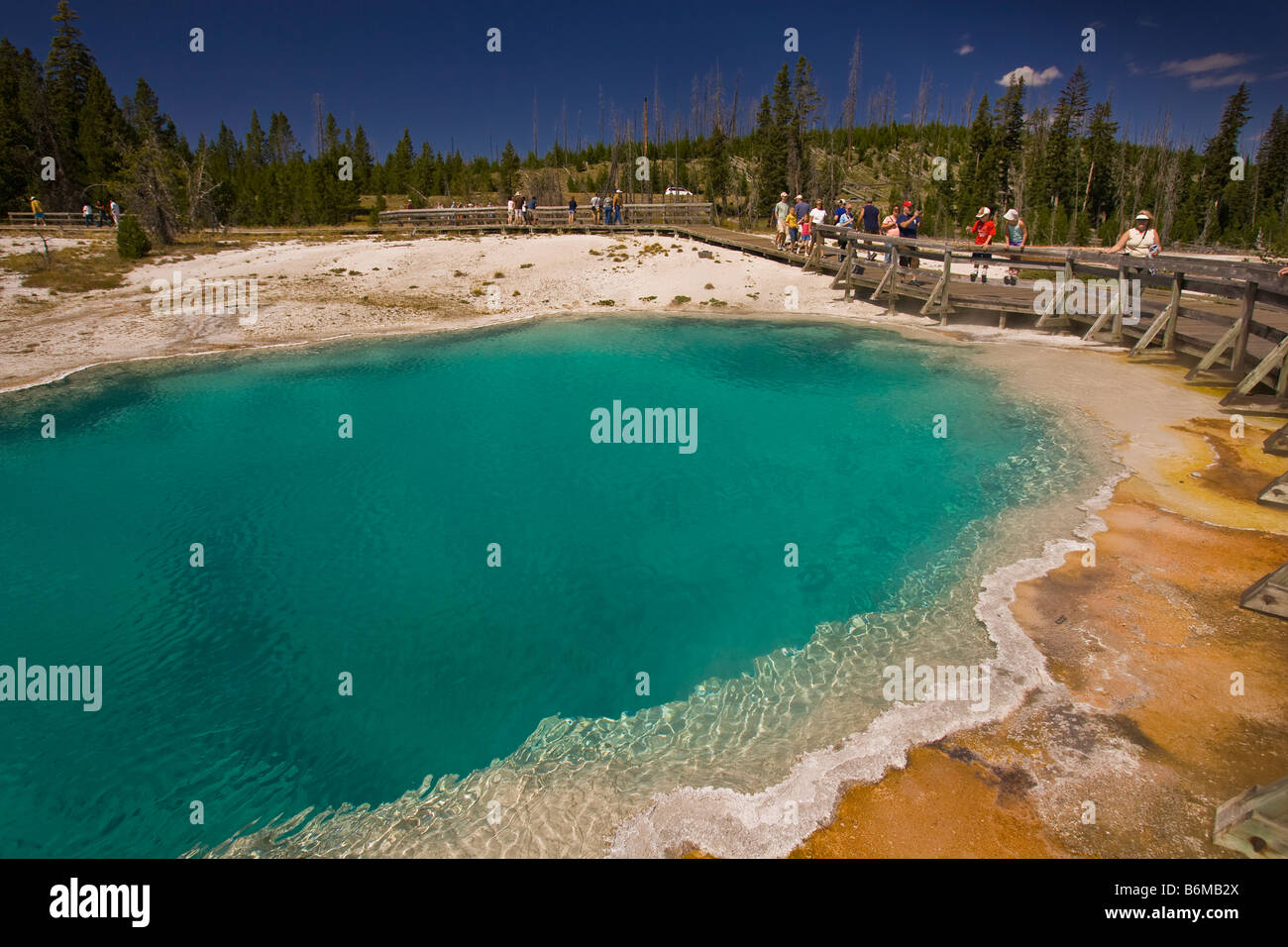 YELLOWSTONE NATIONAL PARK, WYOMING, USA - Black pool a hot spring in the West Thumb Geyser Basin Stock Photo