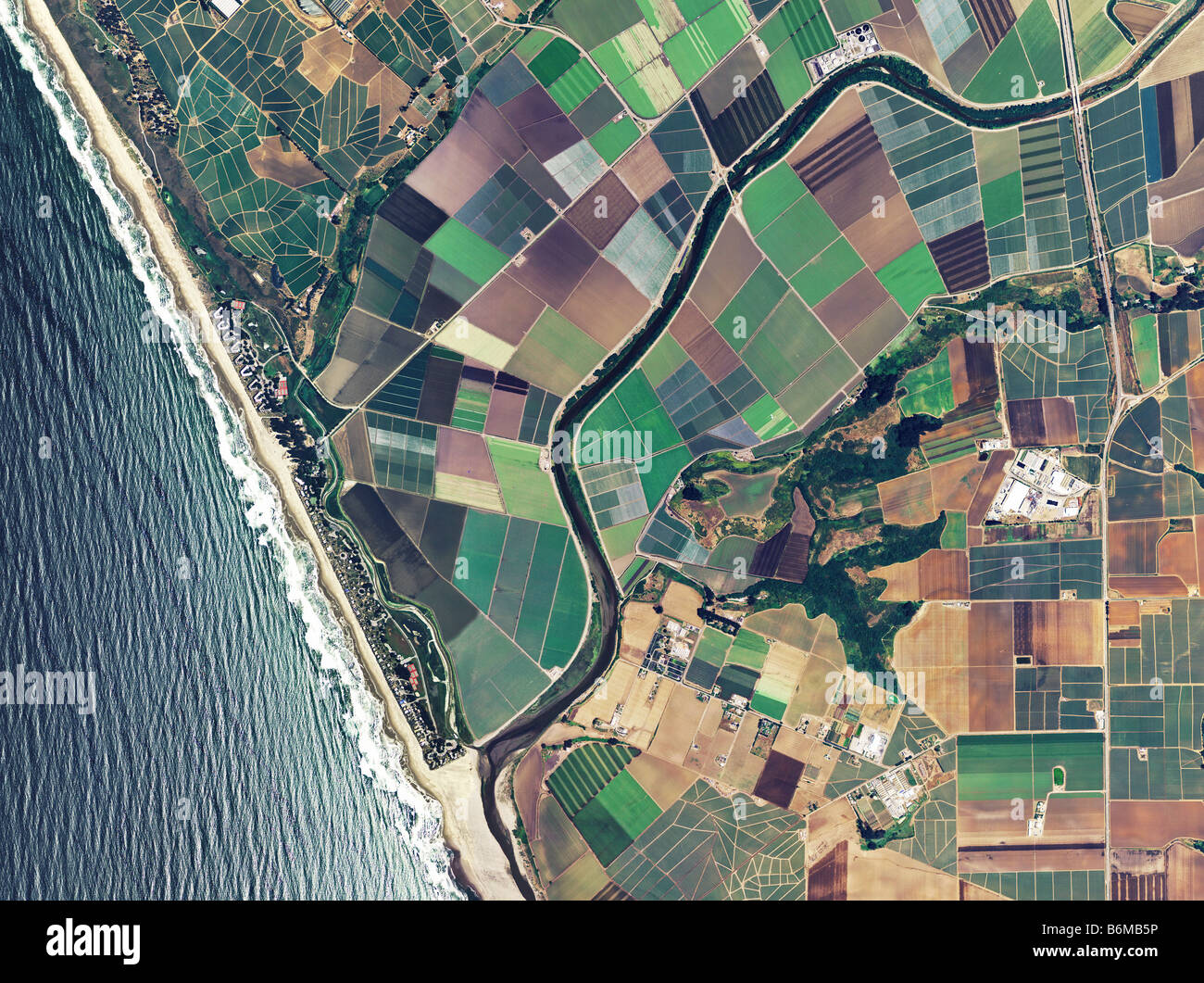 aerial map coastal farming Watsonville Santa Cruz California Stock Photo