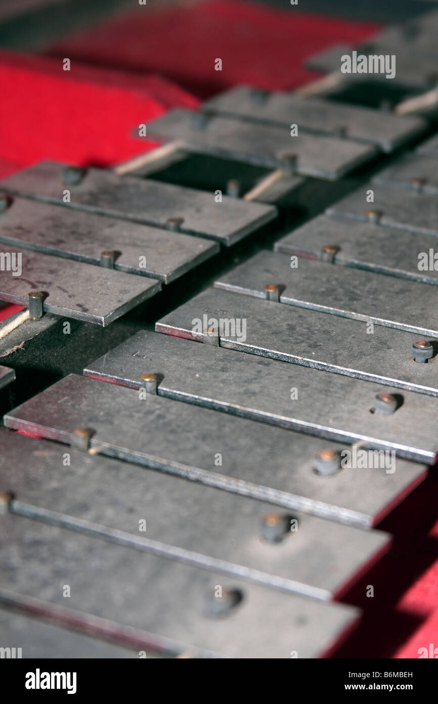 Dusty steel xylophone bells Stock Photo Alamy