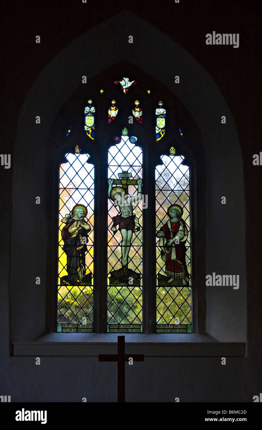 Stained glass window above the altar in the 13th century Church of St