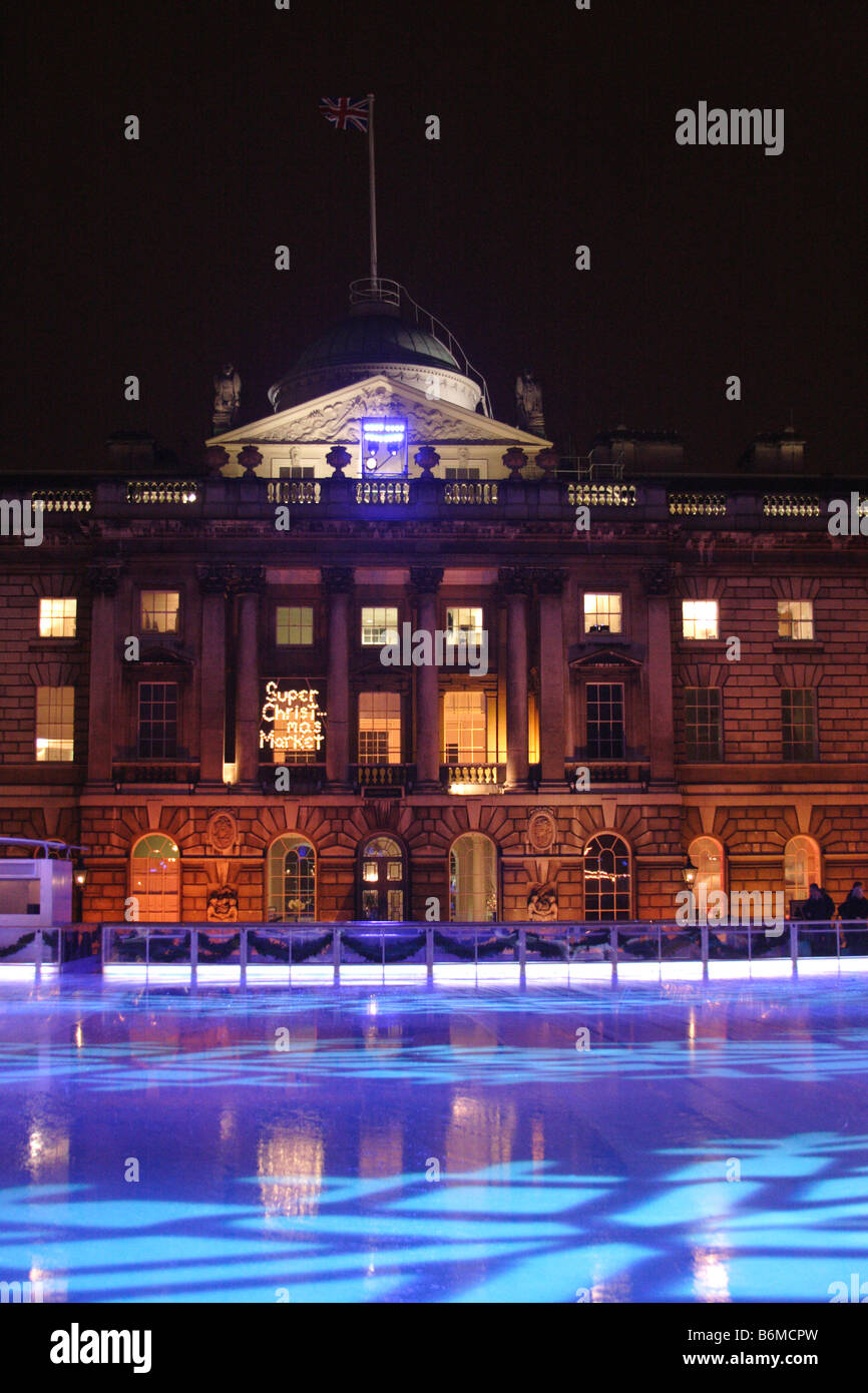 Ice skating rink at Somerset House London Christmas 2008 Stock Photo ...