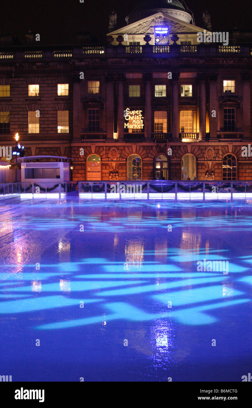 Ice skating rink at Somerset House London Christmas 2008 Stock Photo ...