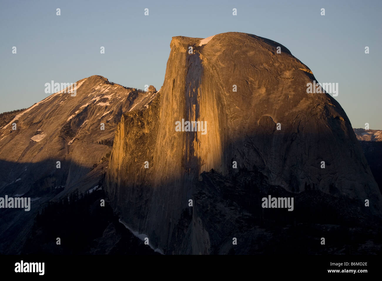 Half Dome Yosemite Valley at sunset Stock Photo