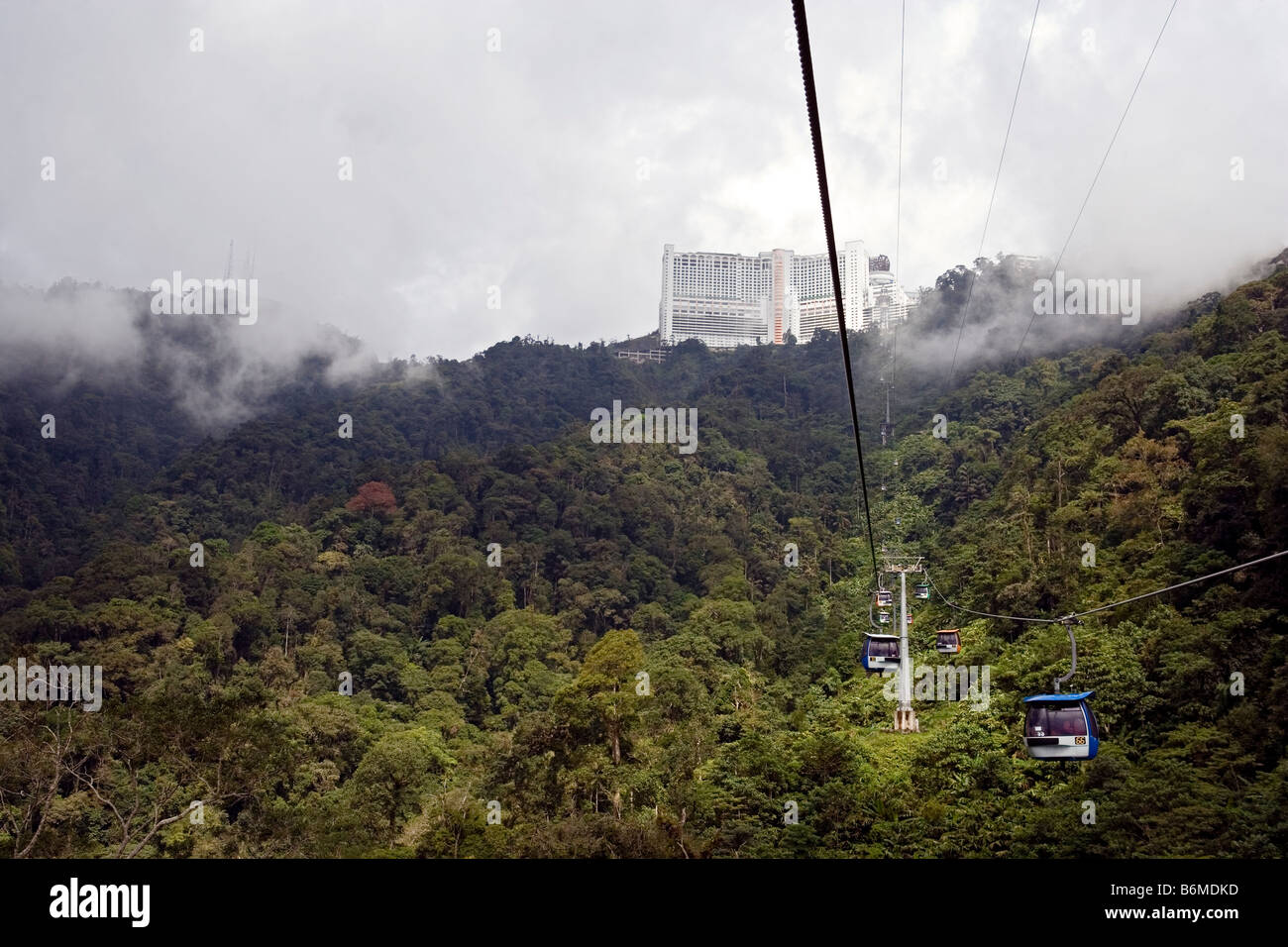 Cable car going up to the casino at Genting Highlands Stock Photo