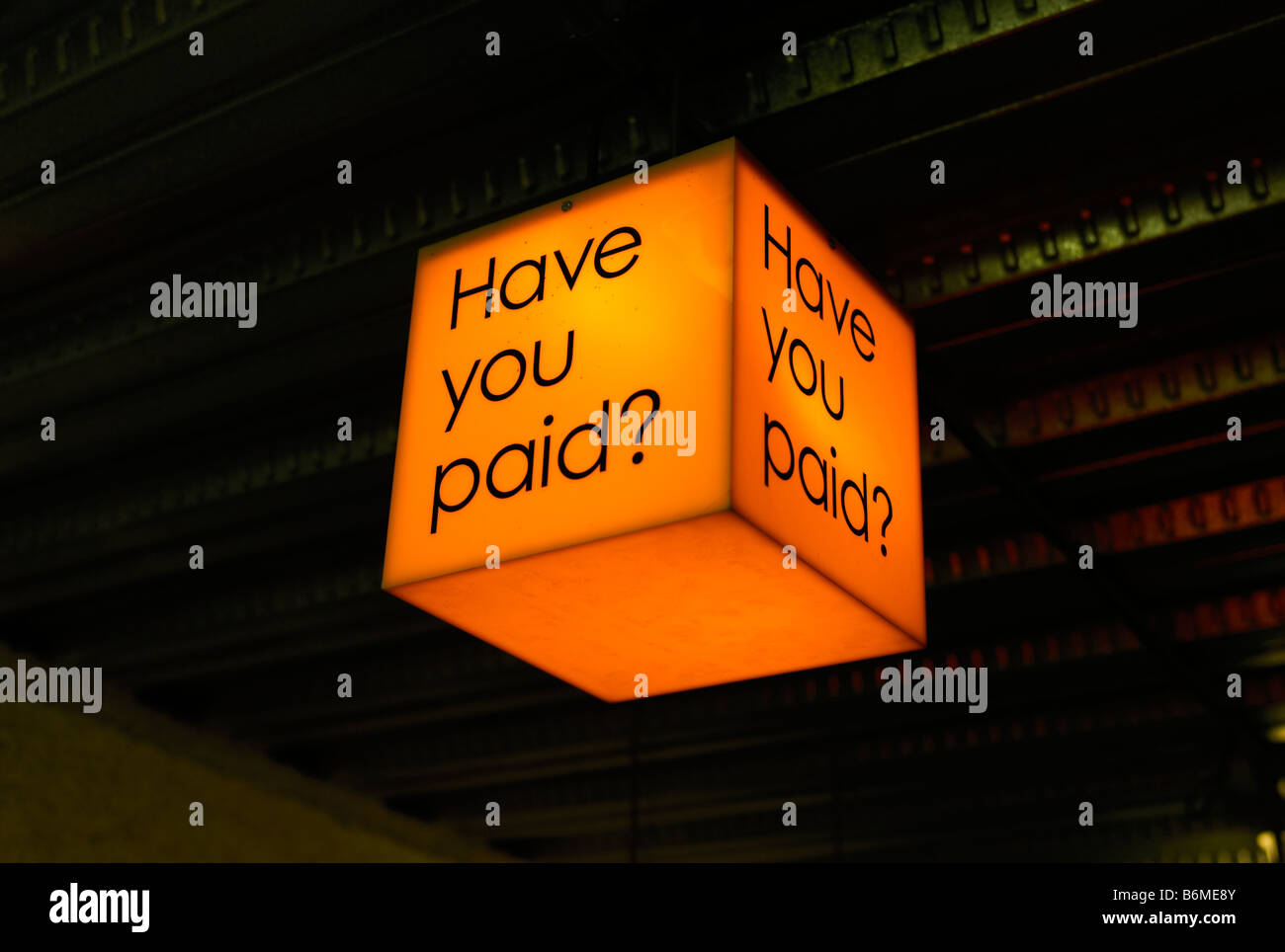 A sign in a car park in Birmingham, UK, saying 'Have You Paid?' Stock Photo