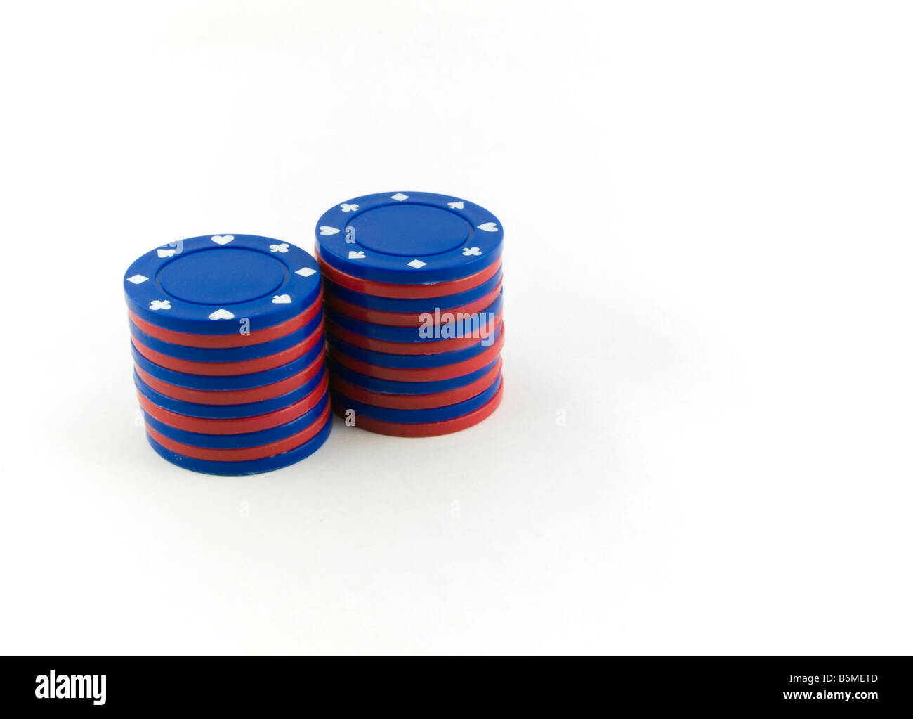 Red And Blue Poker Chips on White Background Stock Photo Alamy