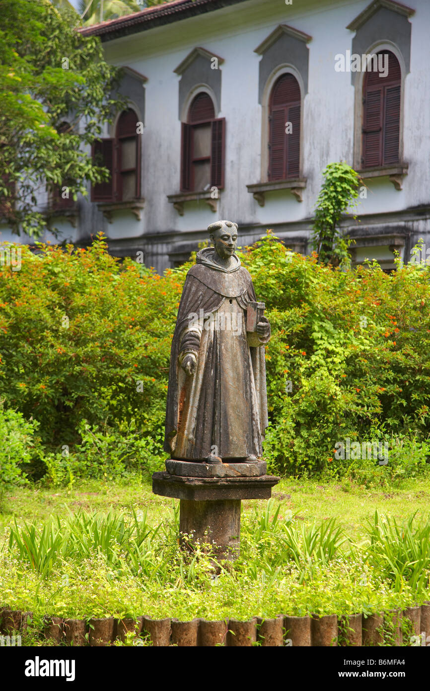 Statue of St Cajetan outside the Church of St Cajetan, Old Goa, India Stock Photo