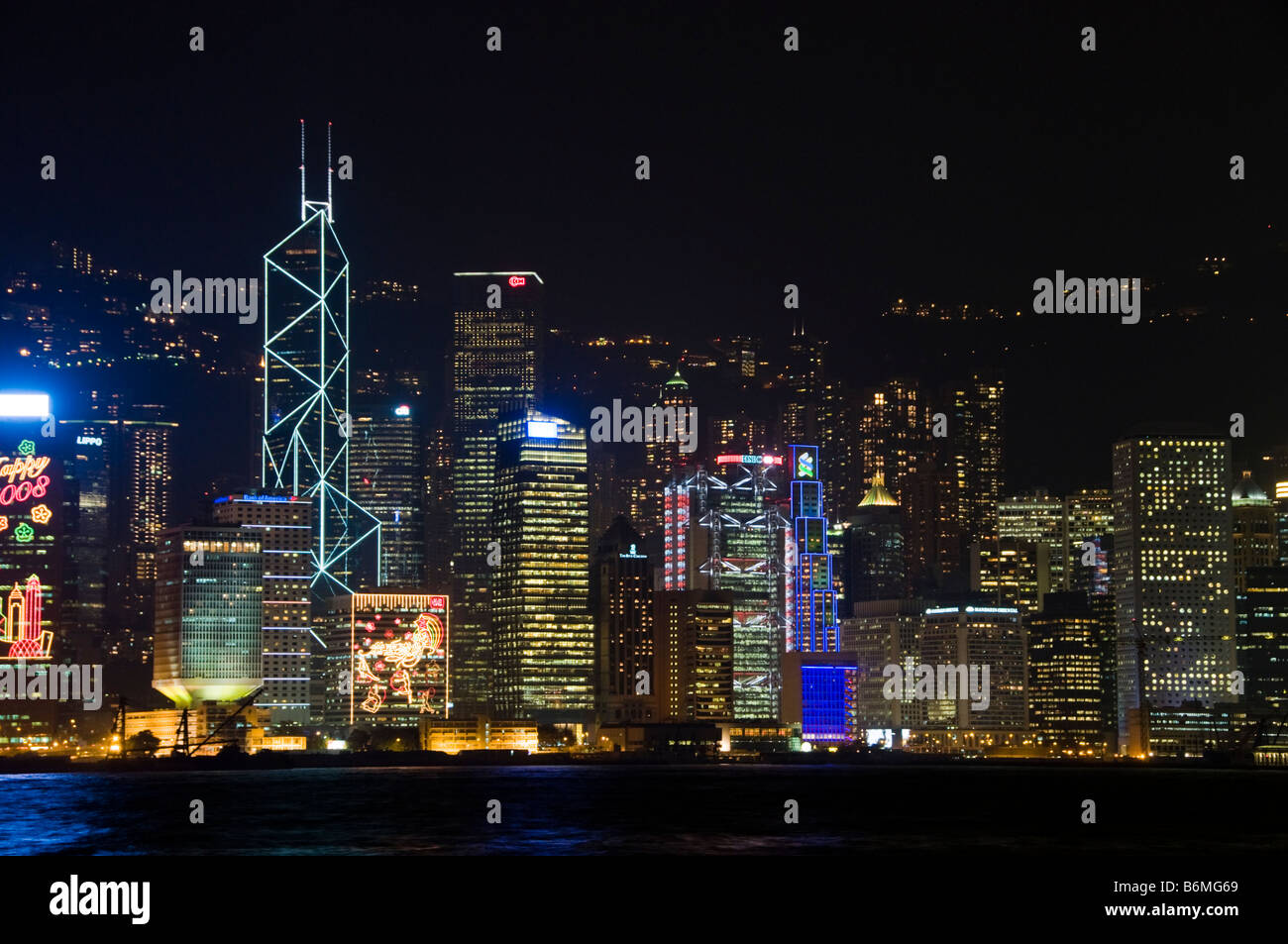 City skyline of downtown Hong Kong China at night Stock Photo - Alamy